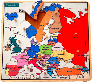 MAPA EURÓPY - DREVENÉ HÁDANKY S ŠPIČKAMI
