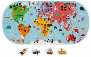 World Map Water Puzzle 28 El. Janod 3+