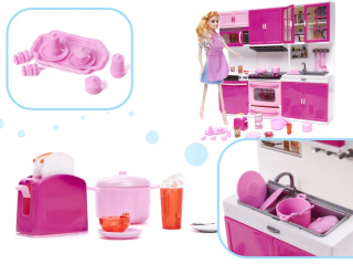Doll Nábytok Kuchynská linka Myčka drez + bábika