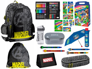 Školská taška - batoh, set, zostava - Mega School Set pre Avengers Marvel Boy