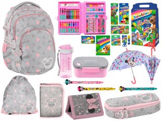 Školská taška - batoh, set, zostava - Mega School Set pre dievčenskú myš Minnie