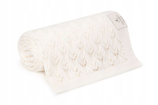 Prikrývka, prehozy na posteľ - MEMI Openwork Bamboo Drave 80x100 Cream