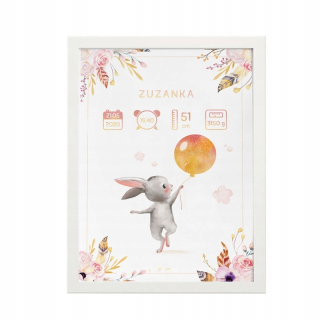 Obráz do detskej izby - Metrika v ráme A4 s názvom Babyk Balloon