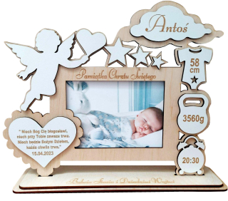 Detský fotorámik - Metrika pre krst alebo jeden rok * darček 24 x28 cm