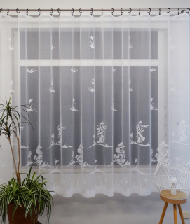 Detské záclony - Mg curtain zajačik biely 370x180 s páskou šitá pol