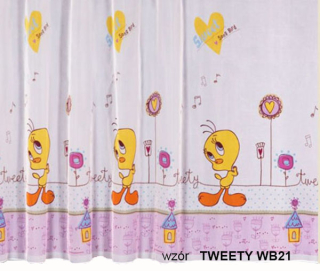 Detské záclony - Mg opona pripravené tweety WB21 230x155 s páskou