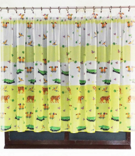 Detské záclony - Mg clonu závoj zvieratá zoo žlté 270x130 s páskou