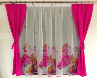 Detské záclony - Mg kpl curtain Disney Princesss + ružové záclony