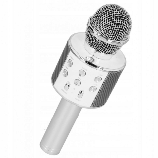 Bezdrôtový mikrofón Karaoke Bluetooh Striebor