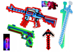 Minecraft - Minecraft 4v1 Sword Axe Pistol LED Rifle
