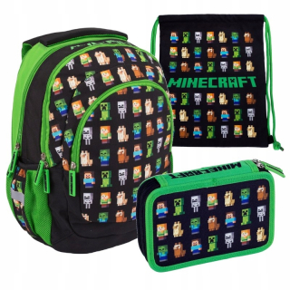 Školská taška - batoh, set, zostava - MINECRAFT BACKPACK Ceruzka Case Sack Set Steve Astra