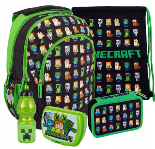 Školská taška, batoh - Minecraft School Batchpack zahŕňal 5el.