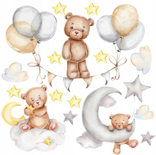 Samolepky do detskej izby - Bear Cloud Cloud Stars Stickers na stene oblohy