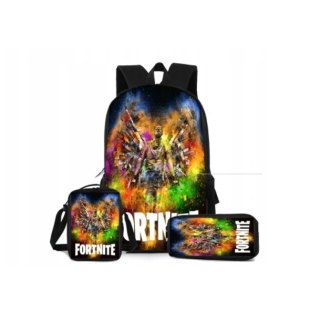 Školská taška - batoh, set, zostava - Módny nový batoh Set + Puzdro ceruzky + Fortnite taška