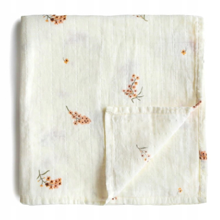 Prikrývka, prehozy na posteľ - MUSHIE DASK MUSLAN SWADDLE 120X120 KVETY