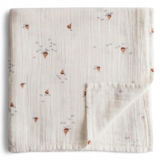 Prikrývka, prehozy na posteľ - MUSHIE Organic MUSLAN VOLE 120x120 Lode