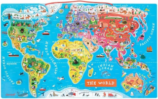 Magnetické vzdelávacie hádanky Janod Mapa sveta 7+