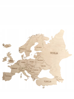 Destké samolepky - Mapa Európy s hranicami názvu preglejky
