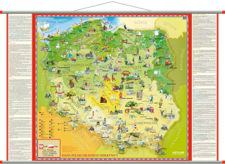 Obráz do detskej izby - Poľská mapa pre deti na zavesenie 140x100 cm