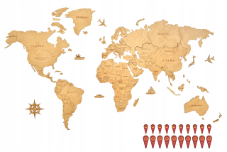 Samolepky do detskej izby - Mapa sveta na stene s pinski veľkým 150 cm