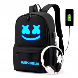 Školská taška, batoh - Marshmello sám Marshmallow USB Školský batoh