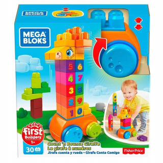 Stavebnica - Mega Bloks žirafa Blocks Count and Drive GFG19
