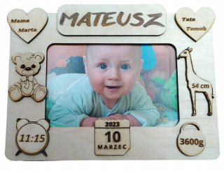 Detský fotorámik - Detský rám Metryk pre fotografiu.
