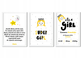 Obráz do detskej izby - Modlitba metrickej plagátu A3 s Triptych Remes