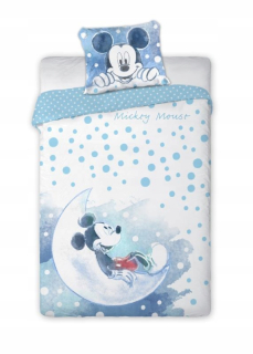 Detský set paplón, vankúš - Mickey On the Moon 9235 Cotton Bedding 100x135 cm