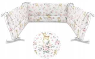 Chránič do detskej postielky - Miminu 180x30cm Protector Sweet Deer of Roses