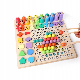 Montessori Drevená hra Puzzle Fish Balls a 142