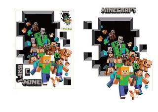 Samolepky do detskej izby - 3D nálepka - Game M In The Wall Steve Wyrwa 6 Designs