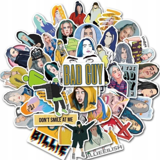Samolepky do detskej izby - Nálepky Billie Eilish pre notebook kabinet
