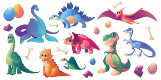 Samolepky do detskej izby - Nálepky na stenu dinosaurov veľa 50x100 cm