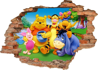 Samolepky do detskej izby - Nástenné nálepky diera Winnie the Pooh 2