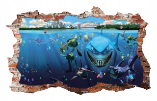 Samolepky do detskej izby - Nástenné nálepky Nemo Shark 115x75 cm