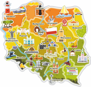Destké samolepky - NÁLEPY NA STENU MAPA POĽSKA 100x100cm M6