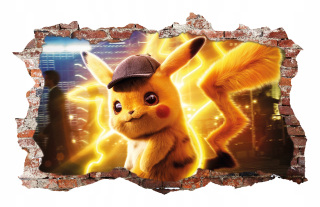 Samolepky do detskej izby - Nástenné nálepky Pokémon detektív Pikachu 70x46