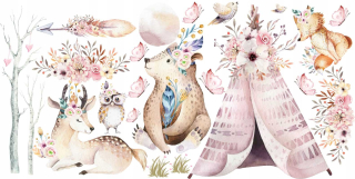 Destké samolepky - Nástenné nálepky Animal Deer Boho Rose max