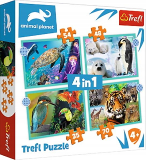 ND17_PU-9998 Puzzle 4v1 Tajomný svet zvierat