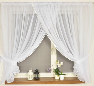 Detské záclony - Nový závesný závoj + Pompoms 300x160 cm NOVINKA!
