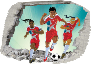 Samolepky do detskej izby - Fototapeta Supa Strikas s motívom 3D jamiek futbalistov