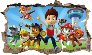 Samolepky do detskej izby - Nálepka plagát Paw Patrol 3d xxl + zadarmo