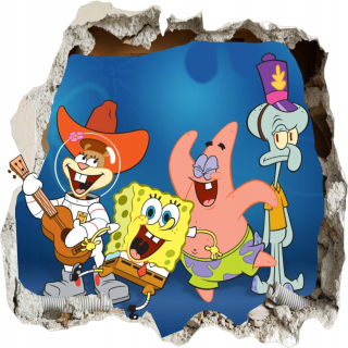 Samolepky do detskej izby - Nálepka na spongebob z 3D stenovej špongie