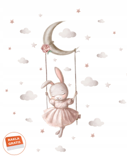 Samolepky do detskej izby - Nálepka na stenu pre deti Cloud Bunny