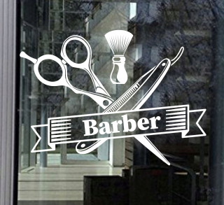 Destké samolepky - Nálepka Barber kaderník nápis 50x40cm