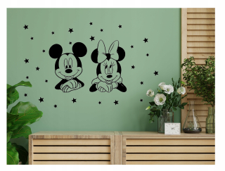 Destké samolepky - Nálepka na stenu na nástennej myši Minnie a Mickey