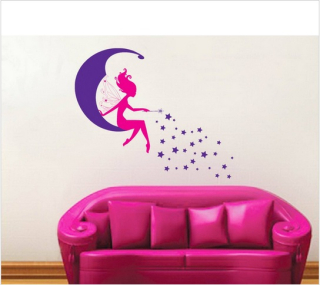 Samolepky do detskej izby - Nálepka na stenu na stene víly Moon Stars