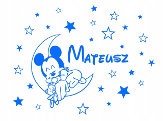 Destké samolepky - Nálepka na stenu s menom bábätka Mickey