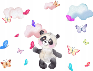 Samolepky do detskej izby - Panda motýľové nálepky pre deti